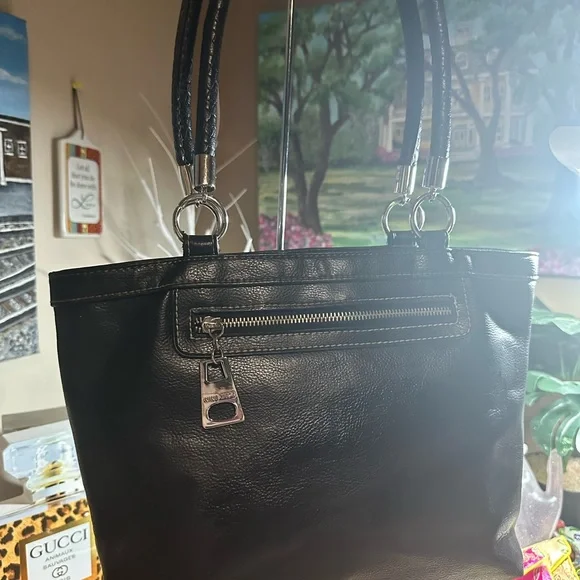 Nine West Black Leather Shoulder Bag - Picture 1 of 6